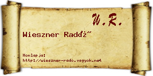 Wieszner Radó névjegykártya